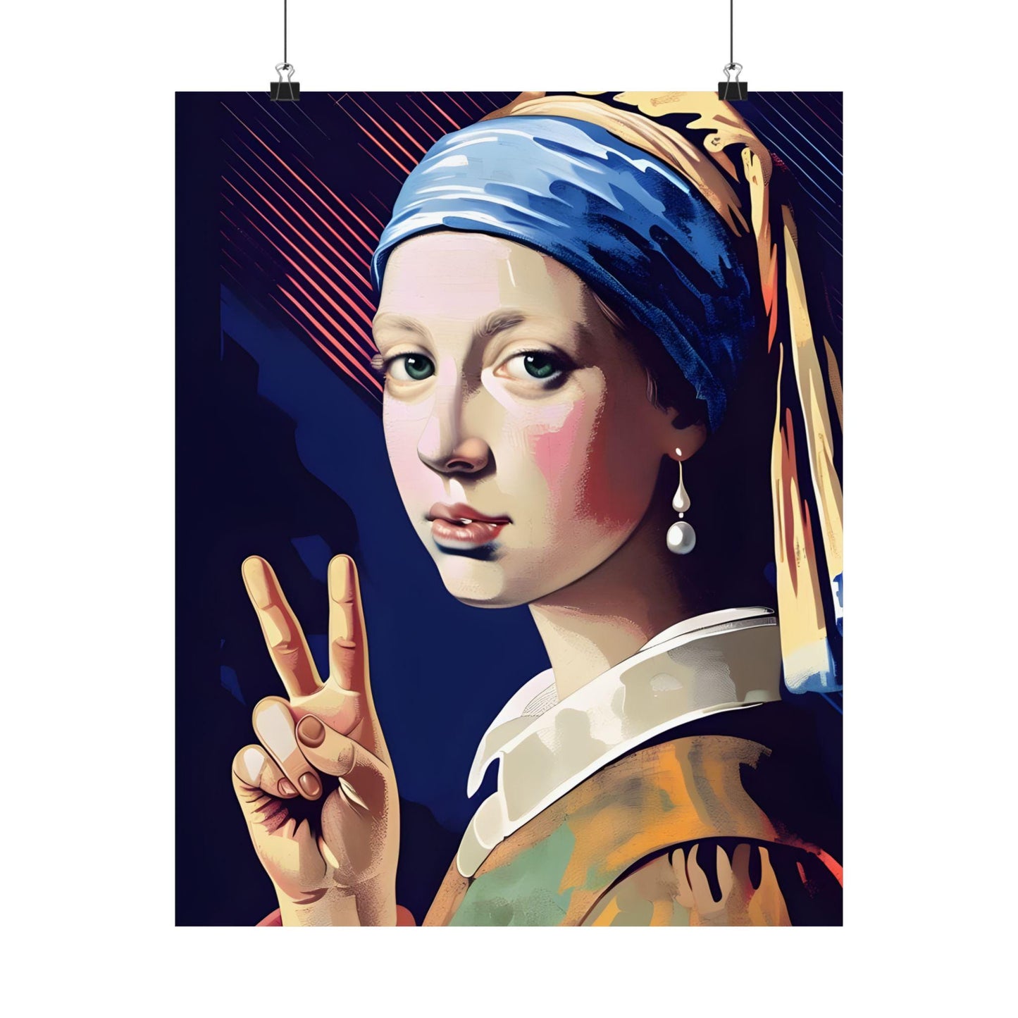 Girl with a Pearl Earring Digital Art Print Premium Matte Vertical Poster Modern Pop Art Wall Hanging
