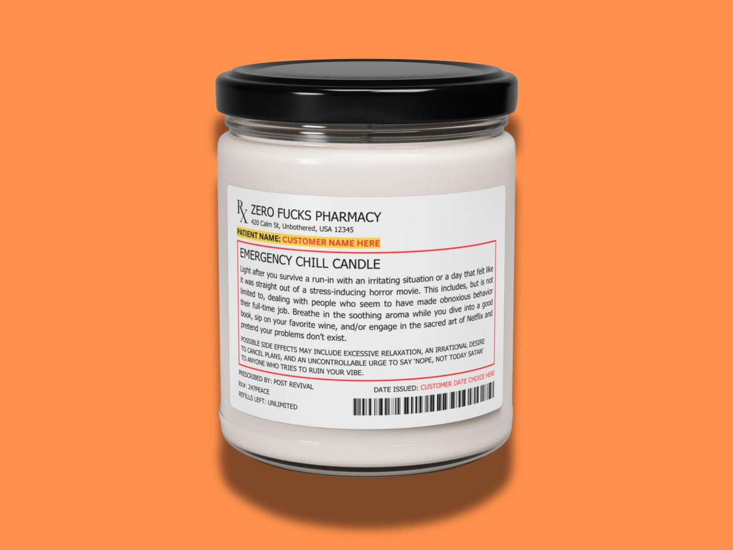 PERSONALIZED Prescription Emergency Soy Candle | Aromatherapy | Perfect Gift for Stress Relief, Self-Care, Home Decor, Birthdays, Spa Day