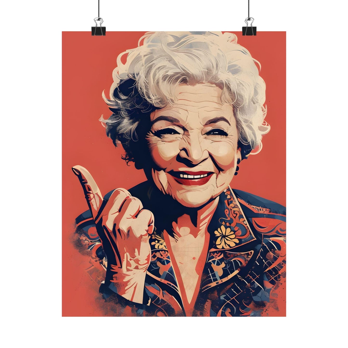 Betty White Digital Art Print - Premium Matte Vertical Poster - Modern Pop Art Wall Hanging for Apartment Decor