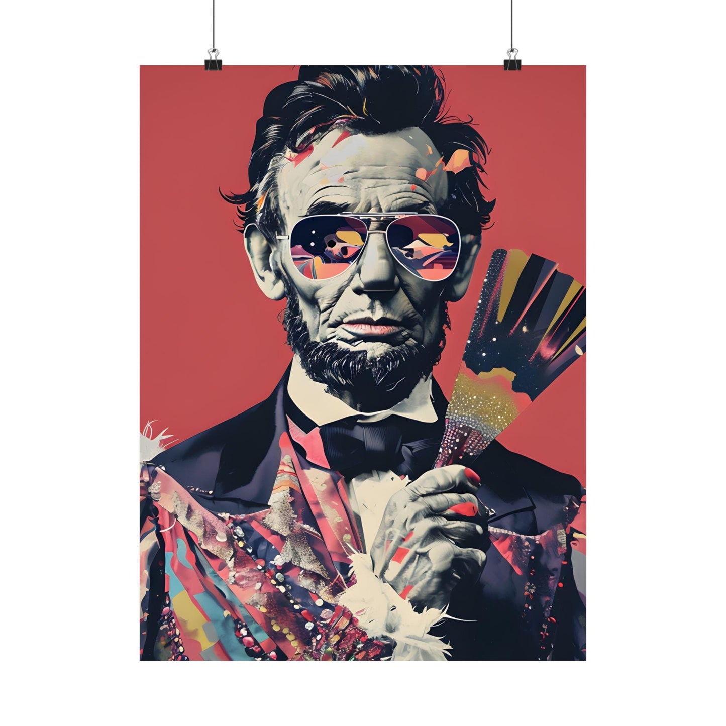 Abraham Lincoln Digital Art Print - Premium Matte Vertical Poster - Modern Pop Art Wall Hanging for Apartment Decor