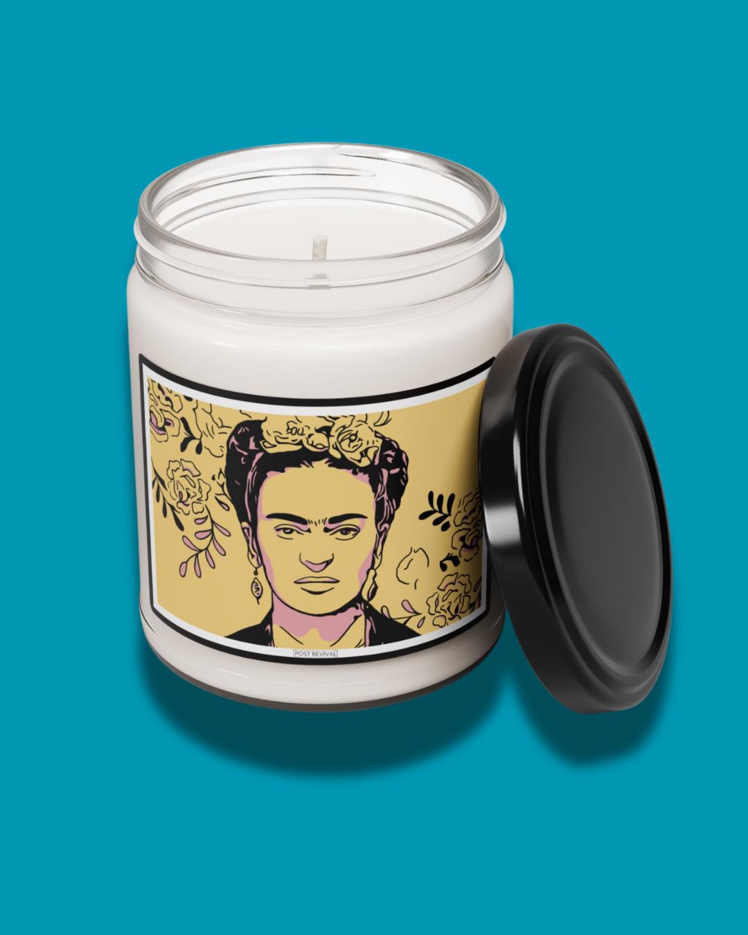 Frida Kahlo Soy Candle – Deny Defend Depose Decor, Aromatic Bookshelf Accent, Resist Gift, Housewarming & Sobriety Present