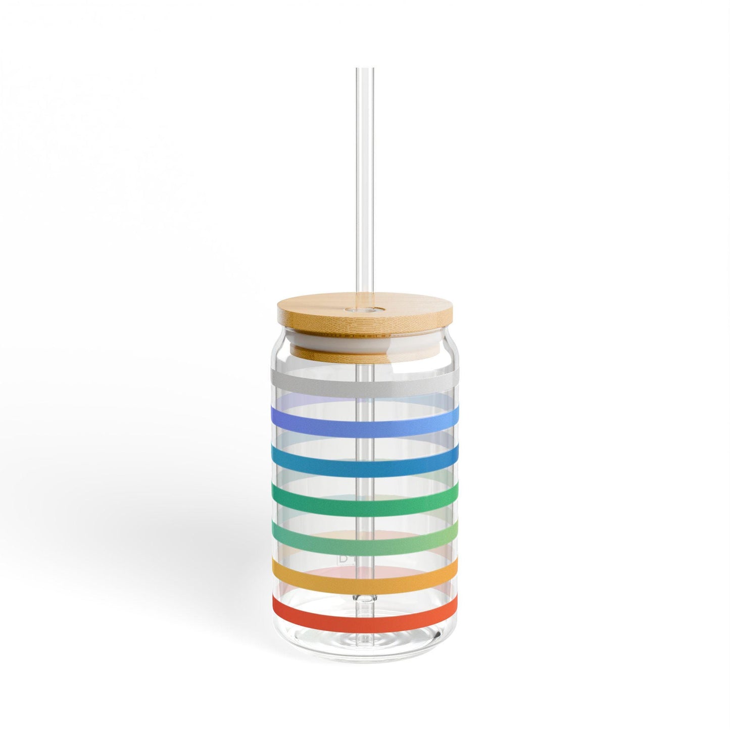 Pride Sipper Glass 16oz Iced Coffee Cup with Bamboo Lid and Straw | LGBTQ+ Colorful Glassware