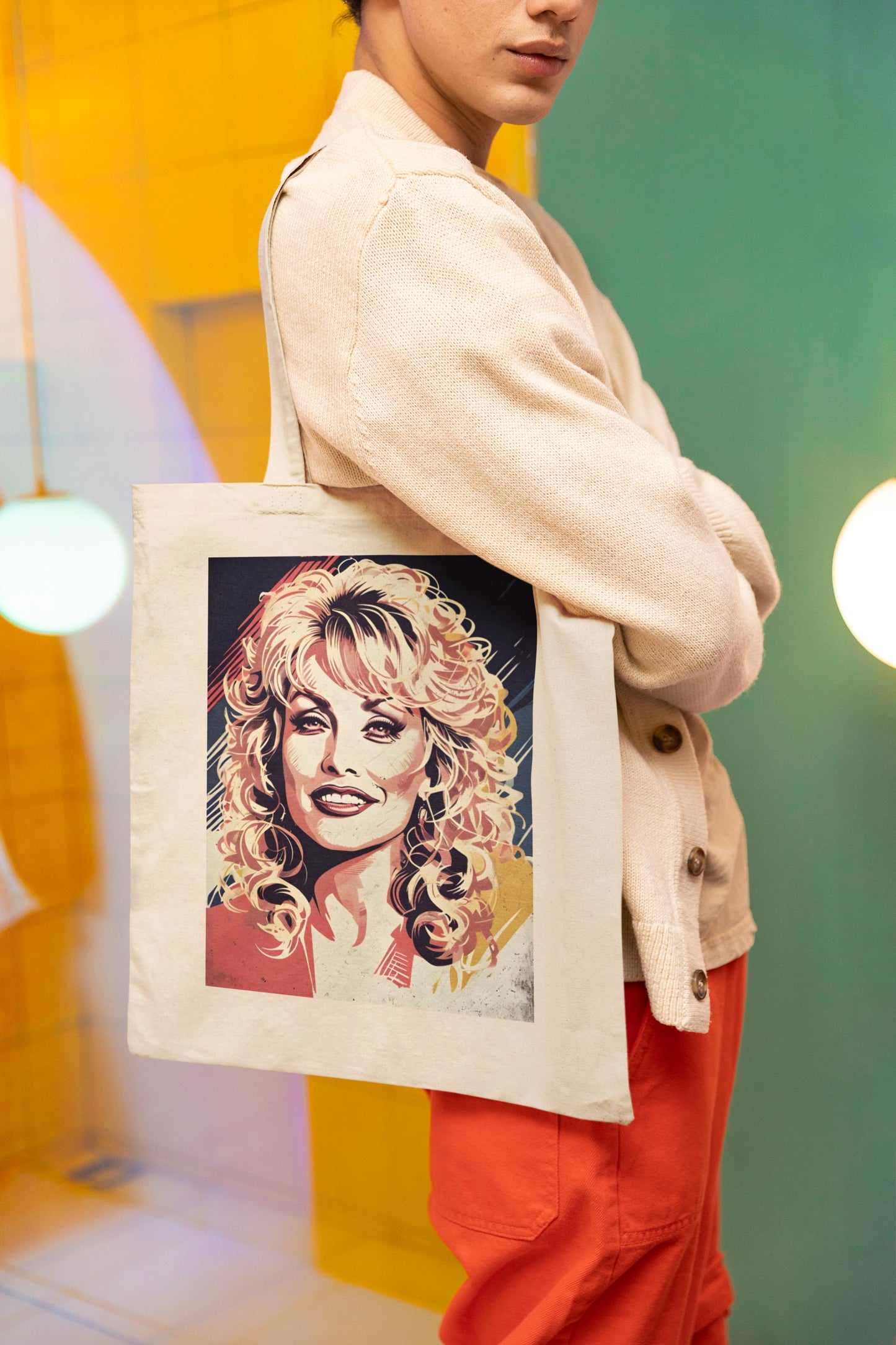 Dolly Parton Pop Art Shoulder Bag Feminist Modern Art Canvas Tote Perfect for Him, Her, Best Friend, Birthday, or LGBTQ Pride