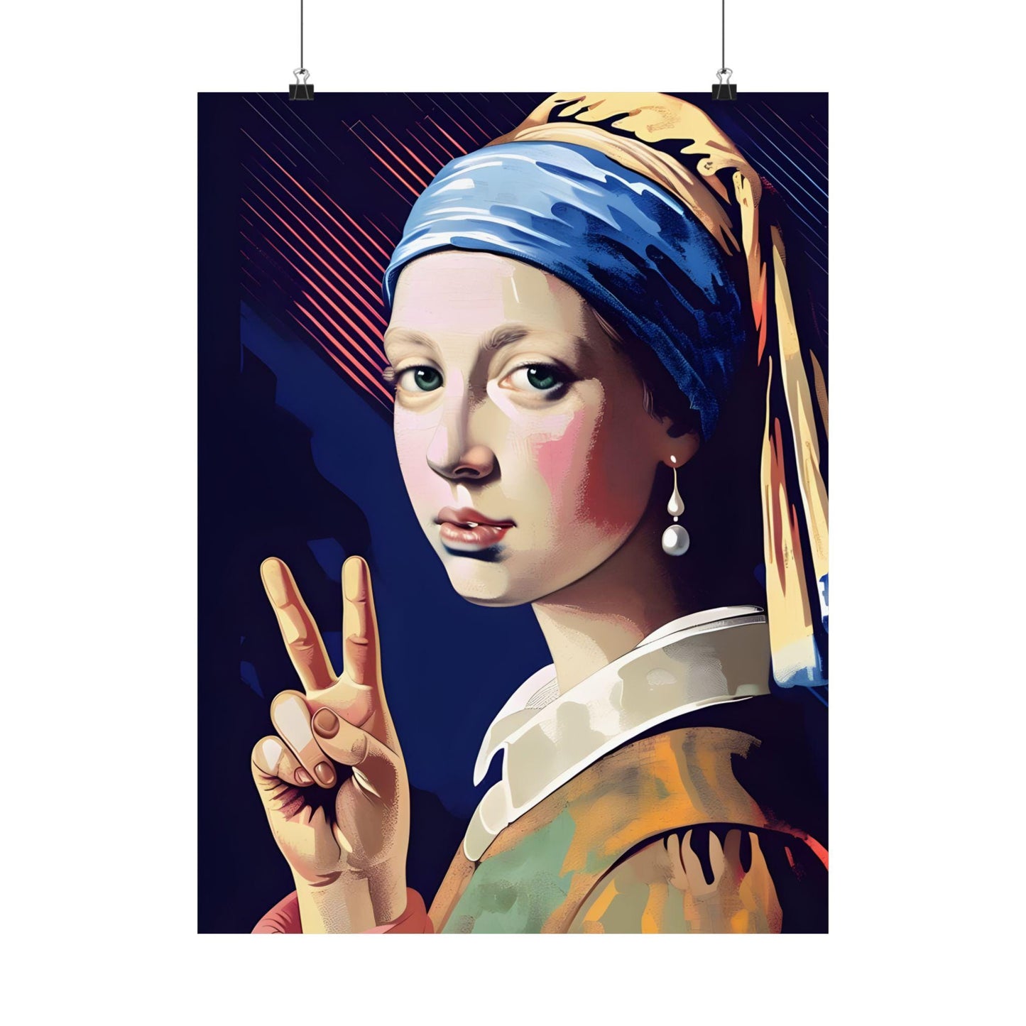 Girl with a Pearl Earring Digital Art Print Premium Matte Vertical Poster Modern Pop Art Wall Hanging