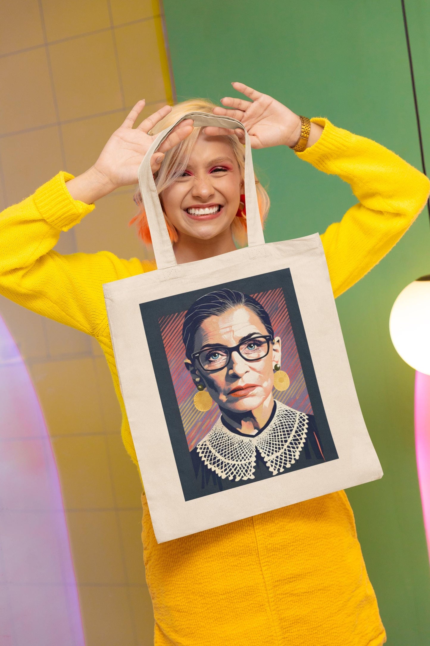 RBG Pop Art Shoulder Bag Feminist Modern Art Canvas Tote Perfect for Him, Her, Best Friend, Birthday, or LGBTQ Pride