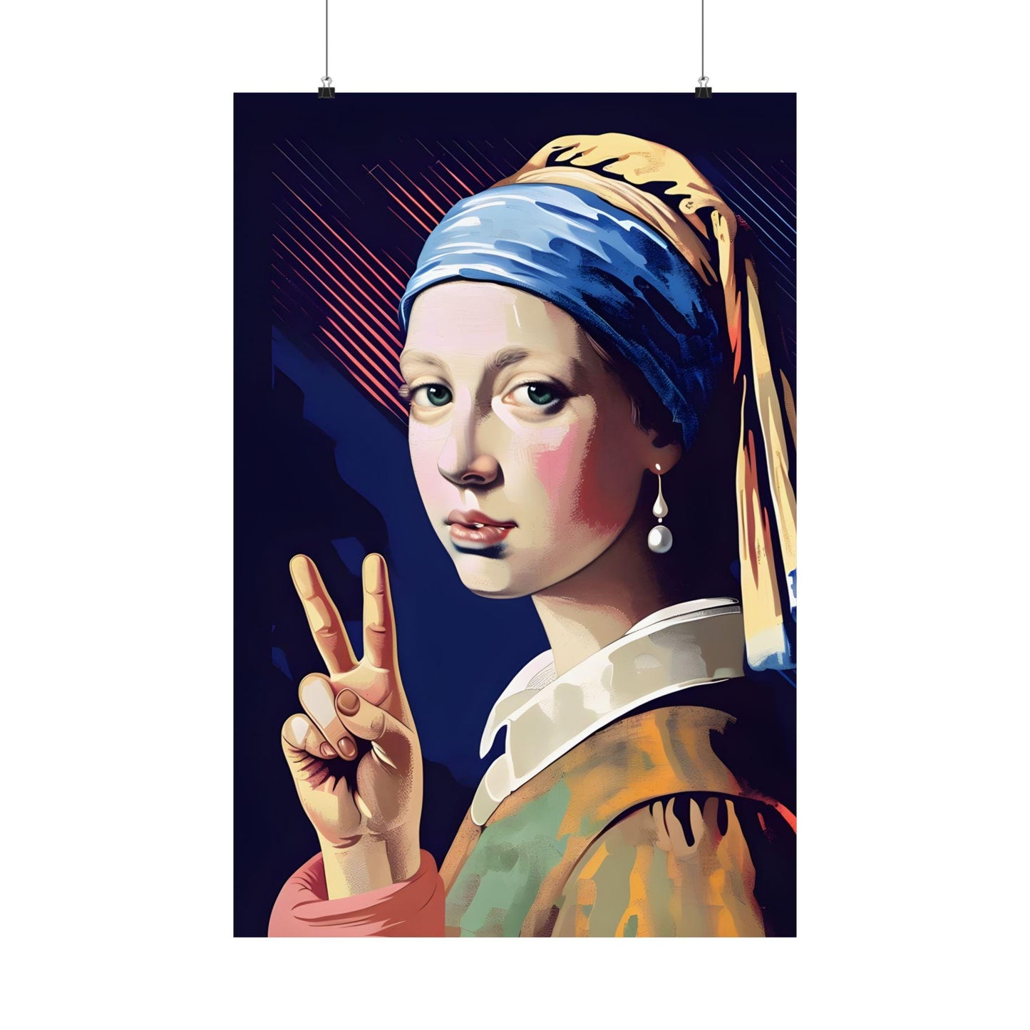 Girl with a Pearl Earring Digital Art Print Premium Matte Vertical Poster Modern Pop Art Wall Hanging