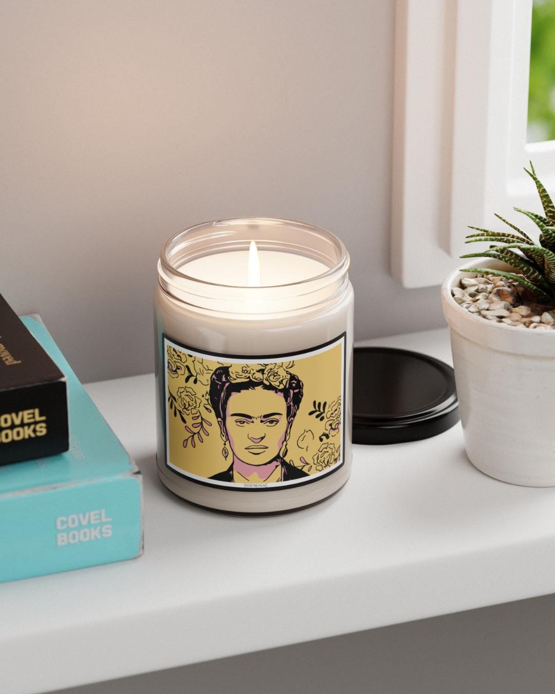 Frida Kahlo Soy Candle – Deny Defend Depose Decor, Aromatic Bookshelf Accent, Resist Gift, Housewarming & Sobriety Present
