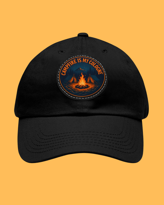 Campfire Dad Hat with Leather Patch, Outdoor Hat, Gift for Dads, Camping Accessories, Adventure Hat, Trendy Summer Cap