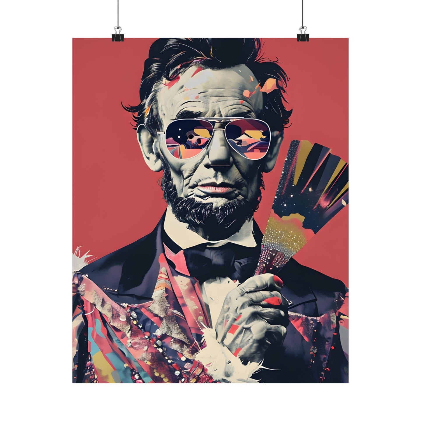 Abraham Lincoln Digital Art Print - Premium Matte Vertical Poster - Modern Pop Art Wall Hanging for Apartment Decor