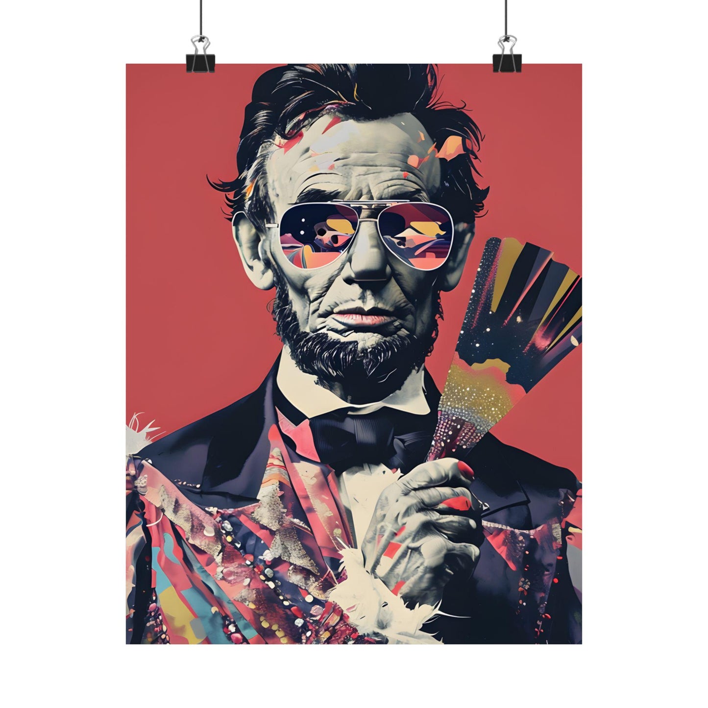 Abraham Lincoln Digital Art Print - Premium Matte Vertical Poster - Modern Pop Art Wall Hanging for Apartment Decor