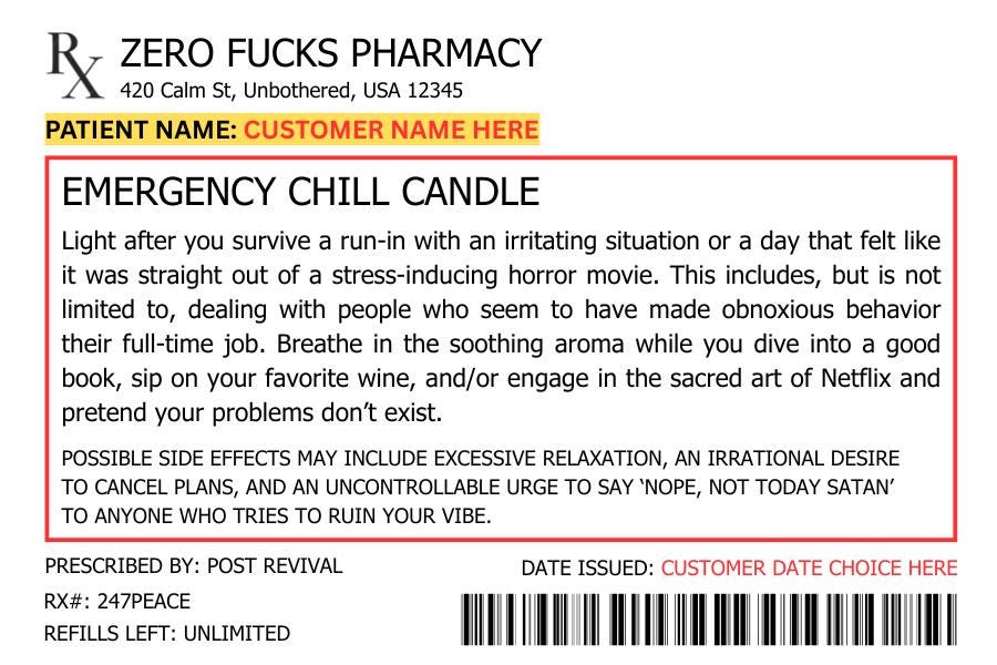 PERSONALIZED Prescription Emergency Soy Candle | Aromatherapy | Perfect Gift for Stress Relief, Self-Care, Home Decor, Birthdays, Spa Day