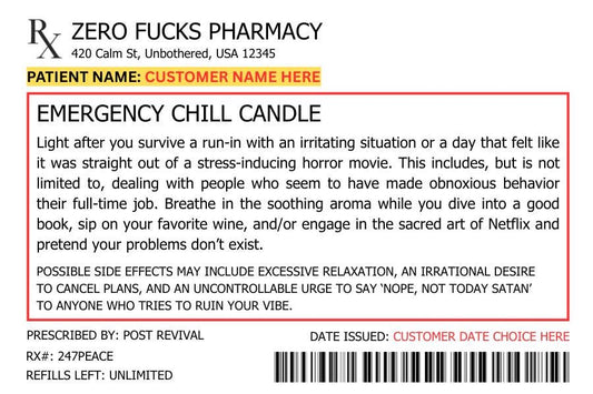 PERSONALIZED Prescription Emergency Soy Candle | Aromatherapy | Perfect Gift for Stress Relief, Self-Care, Home Decor, Birthdays, Spa Day