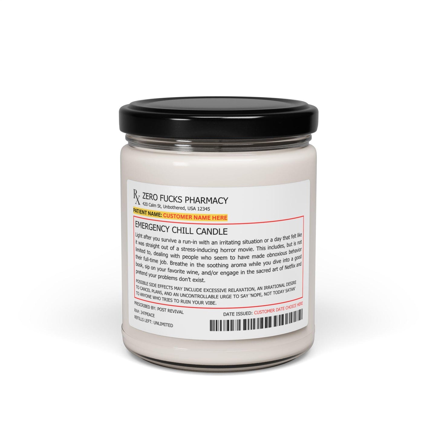 PERSONALIZED Prescription Emergency Soy Candle | Aromatherapy | Perfect Gift for Stress Relief, Self-Care, Home Decor, Birthdays, Spa Day