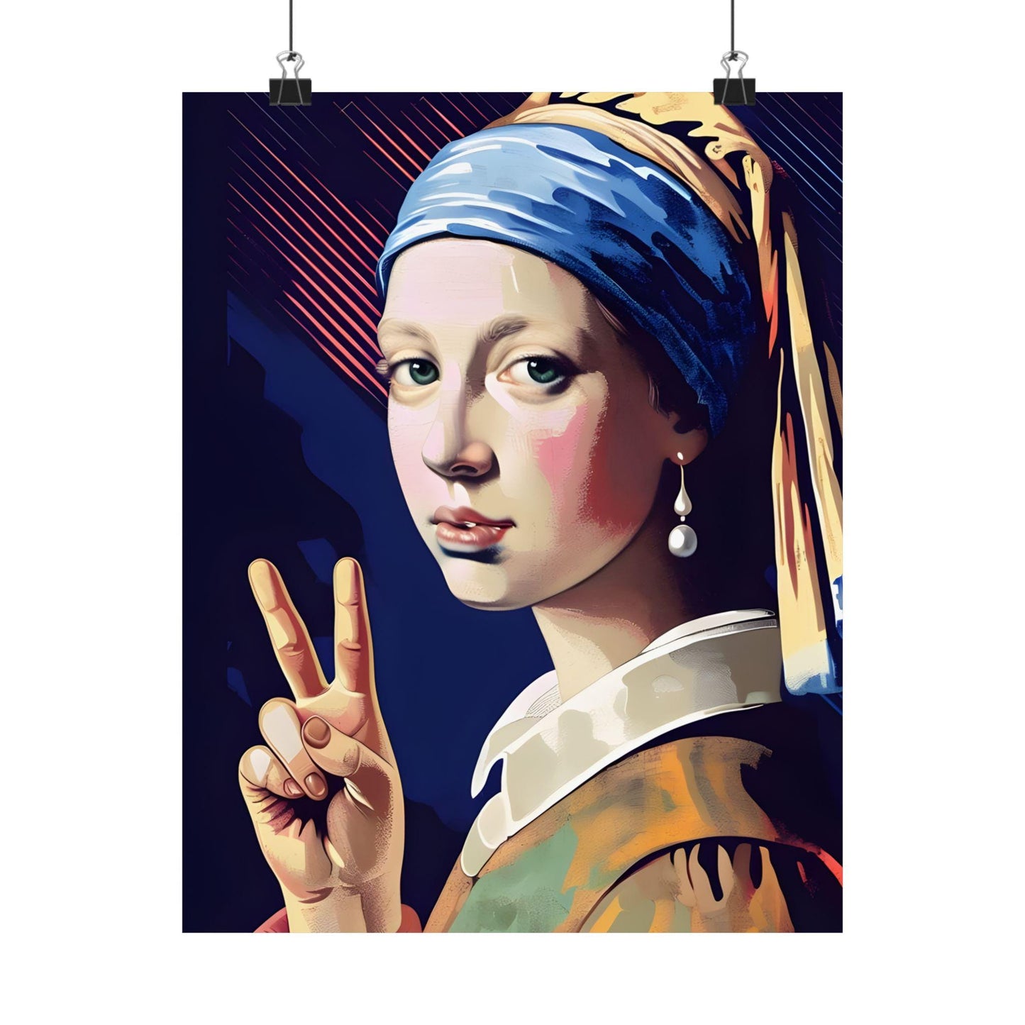Girl with a Pearl Earring Digital Art Print Premium Matte Vertical Poster Modern Pop Art Wall Hanging