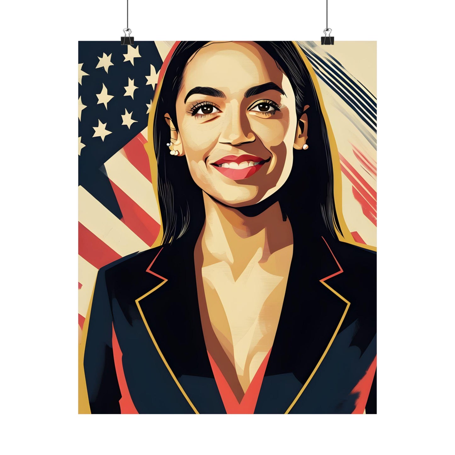 AOC Wall Decor Art Print Feminist & Patriotic Modern Art Poster, Gifts for Her, Best Friend, LGBTQ Wall Hanging, USA