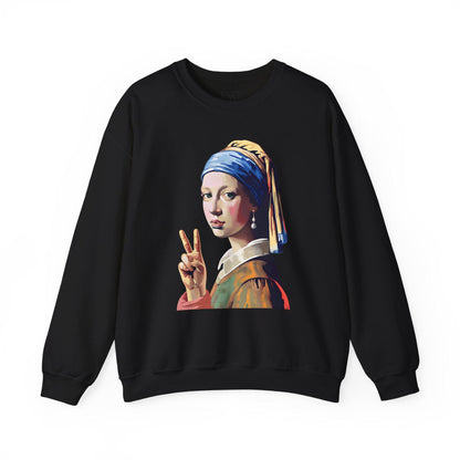 Girl with a Pearl Earring Digital Art Crewneck Sweatshirt | Modern Art Sweatshirt | Gifts For Him and Her | Best Friend Birthday Gift