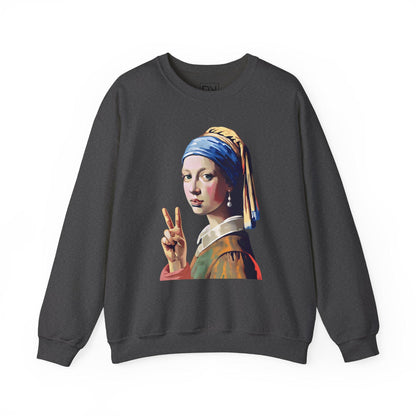 Girl with a Pearl Earring Digital Art Crewneck Sweatshirt | Modern Art Sweatshirt | Gifts For Him and Her | Best Friend Birthday Gift