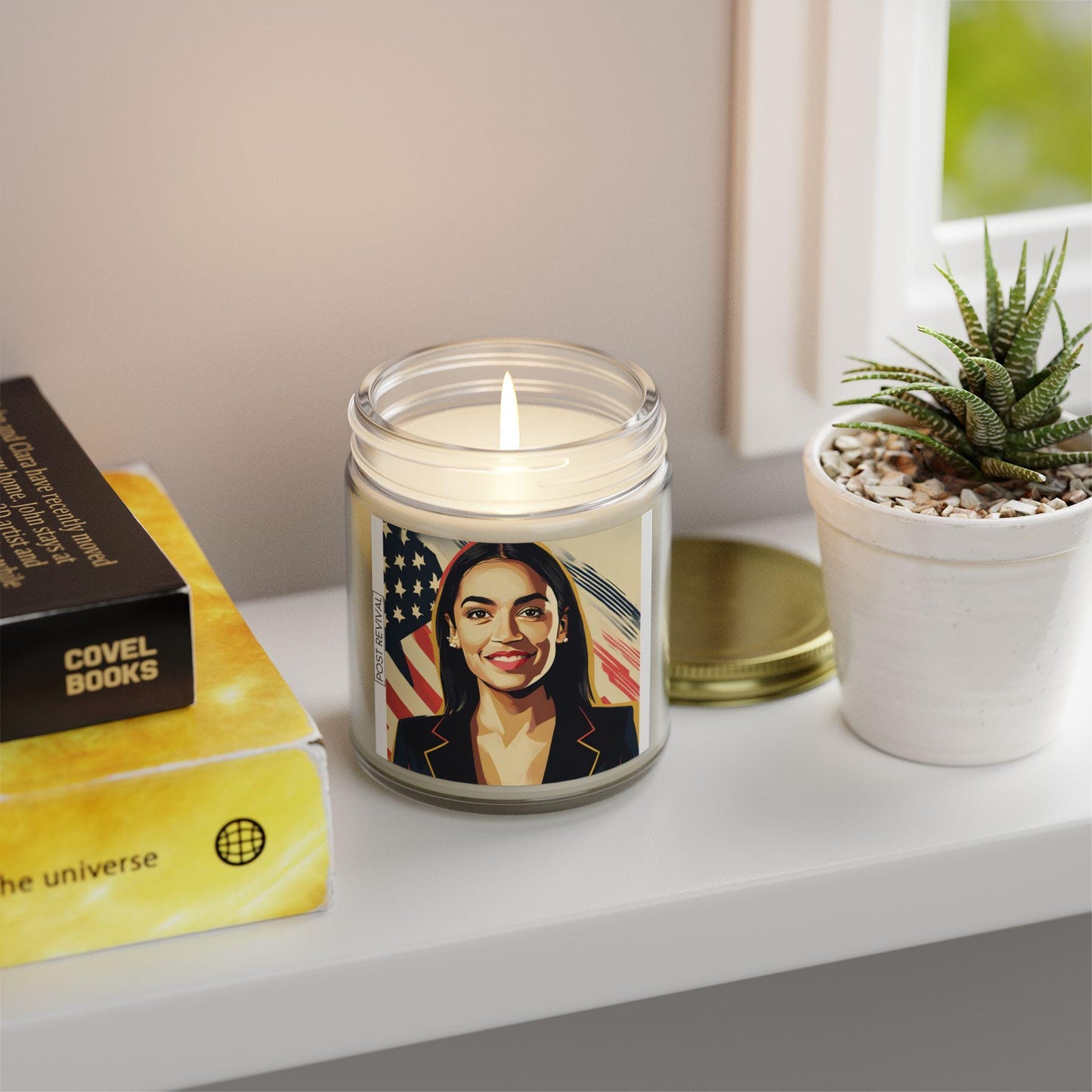 AOC Candle Pop Art Dopamine Decor | Unique Gift for Him or Her | Patriotic USA Birthday Gift | LGBTQ Friendly Thank You Gift