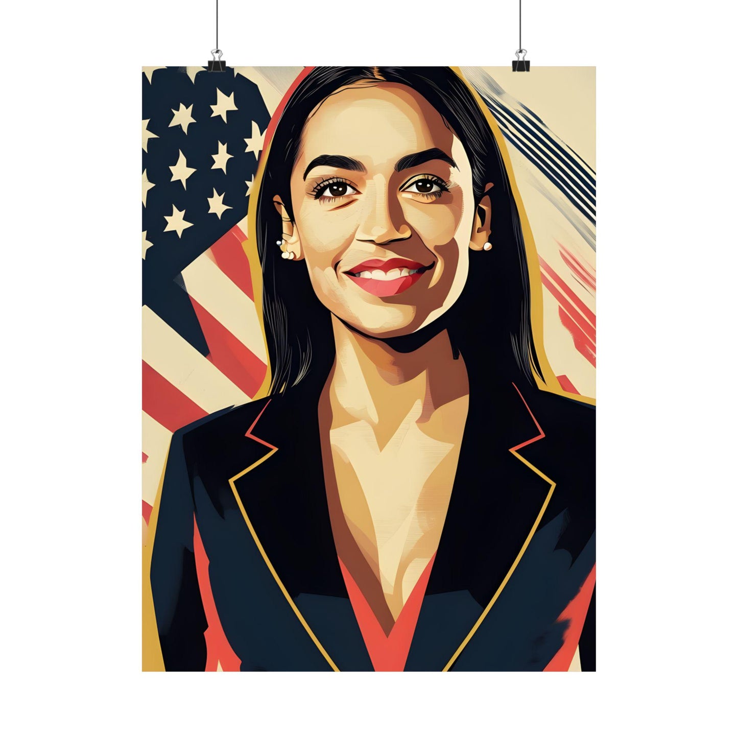 AOC Wall Decor Art Print Feminist & Patriotic Modern Art Poster, Gifts for Her, Best Friend, LGBTQ Wall Hanging, USA
