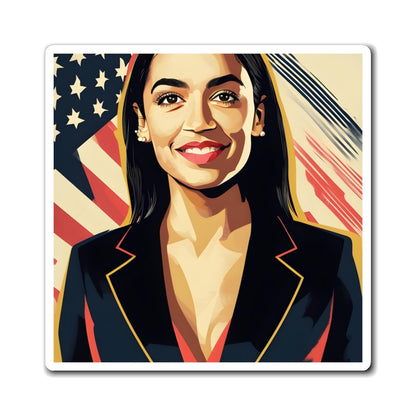 AOC Pop Art Magnet Patriotic Teacher Gift, Best Friend Gift, Fridge Magnet