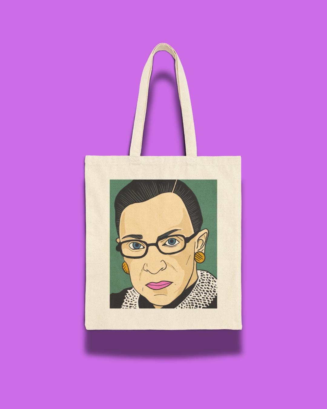 RBG Inspired Cotton Canvas Tote Bag, Feminist Bag, Eco-Friendly Shopping Bag, Gift for Activists, Cute Tote, RBG Art