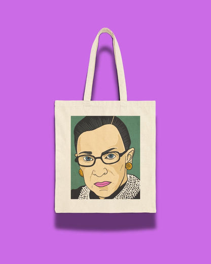 RBG Inspired Cotton Canvas Tote Bag, Feminist Bag, Eco-Friendly Shopping Bag, Gift for Activists, Cute Tote, RBG Art