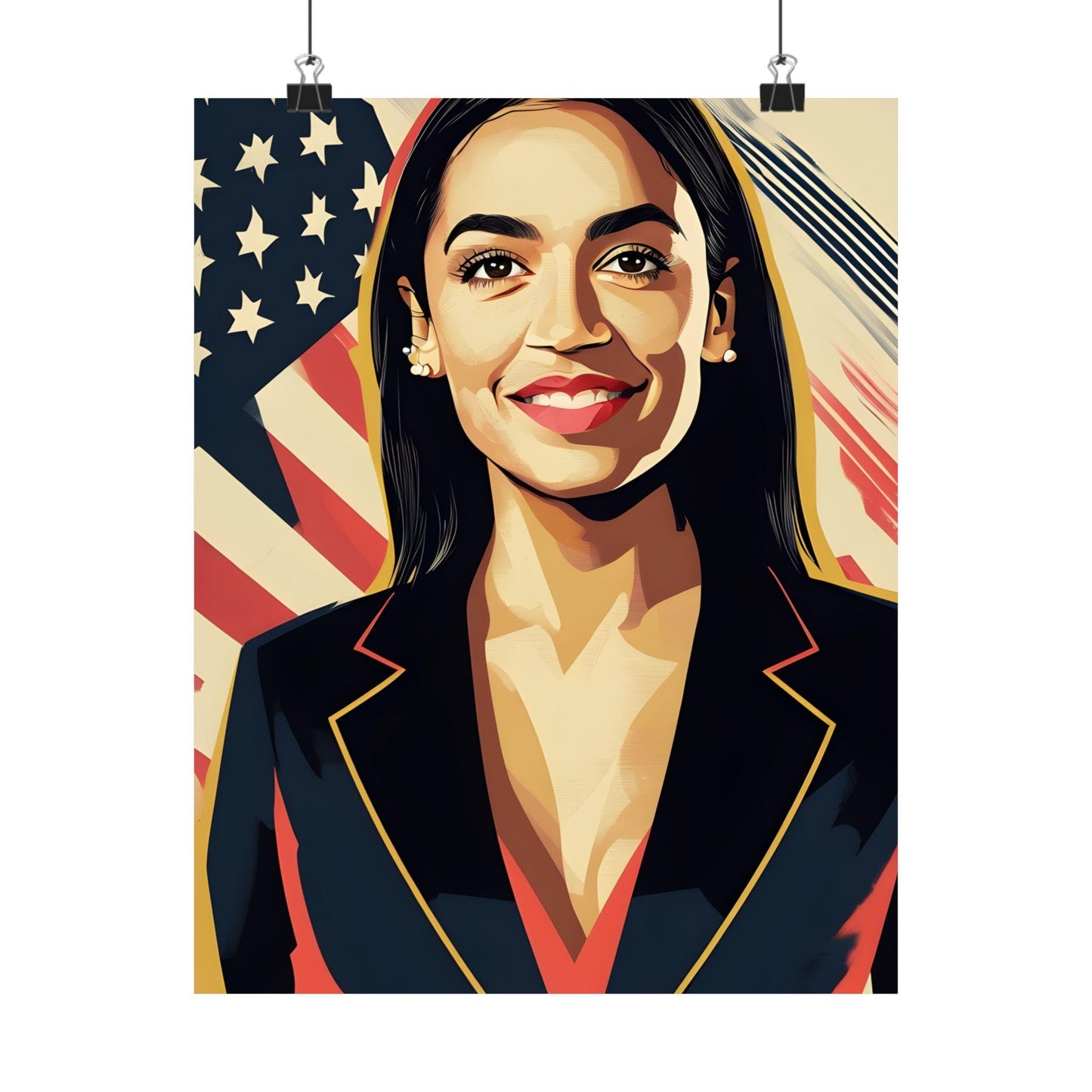 AOC Wall Decor Art Print Feminist & Patriotic Modern Art Poster, Gifts for Her, Best Friend, LGBTQ Wall Hanging, USA
