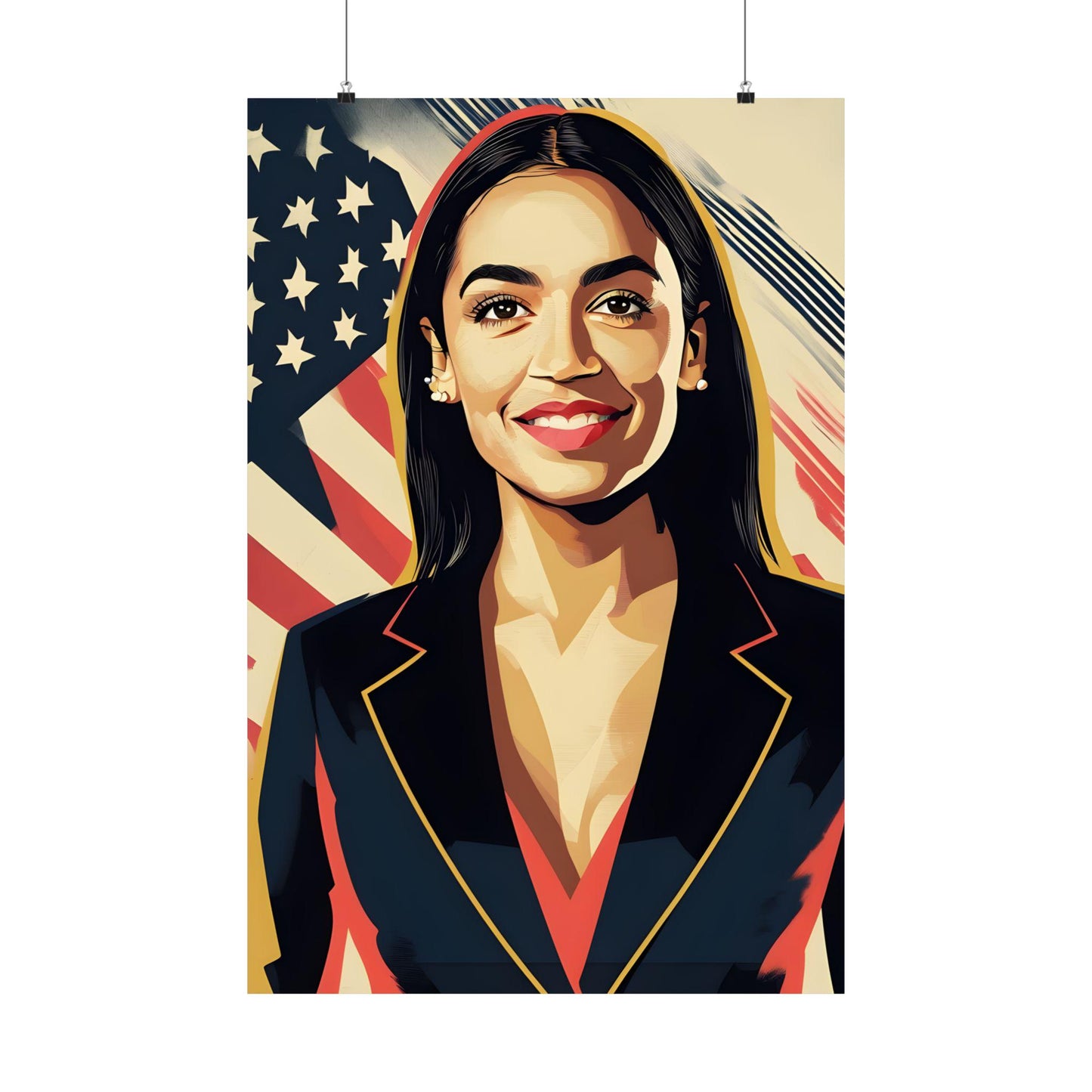AOC Wall Decor Art Print Feminist & Patriotic Modern Art Poster, Gifts for Her, Best Friend, LGBTQ Wall Hanging, USA