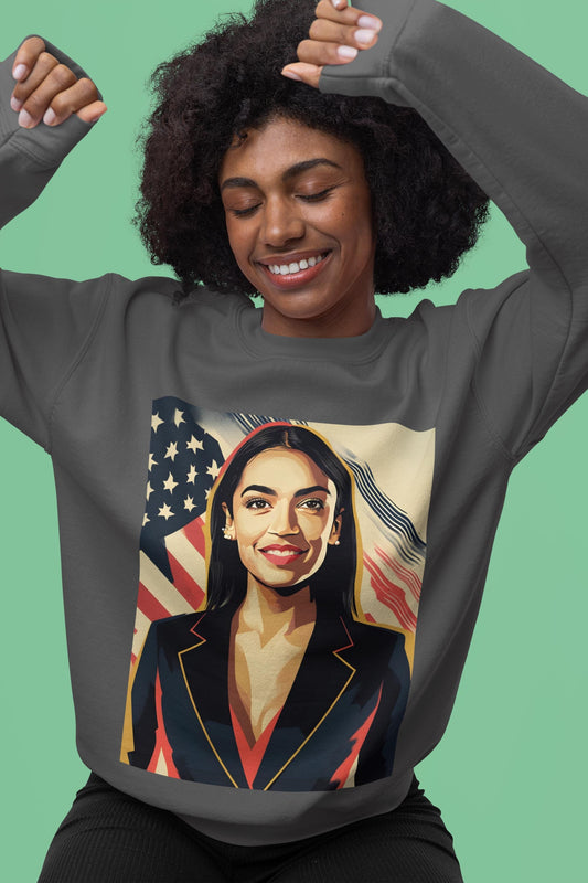 AOC Digital Art Crewneck Sweatshirt | Modern Art Sweatshirt | Gifts For Him and Her | Pop Art Design | Best Friend Birthday Gift
