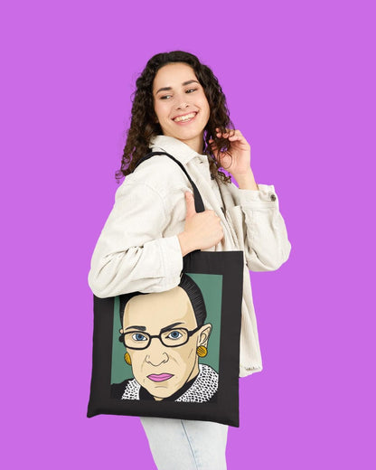 RBG Inspired Cotton Canvas Tote Bag, Feminist Bag, Eco-Friendly Shopping Bag, Gift for Activists, Cute Tote, RBG Art