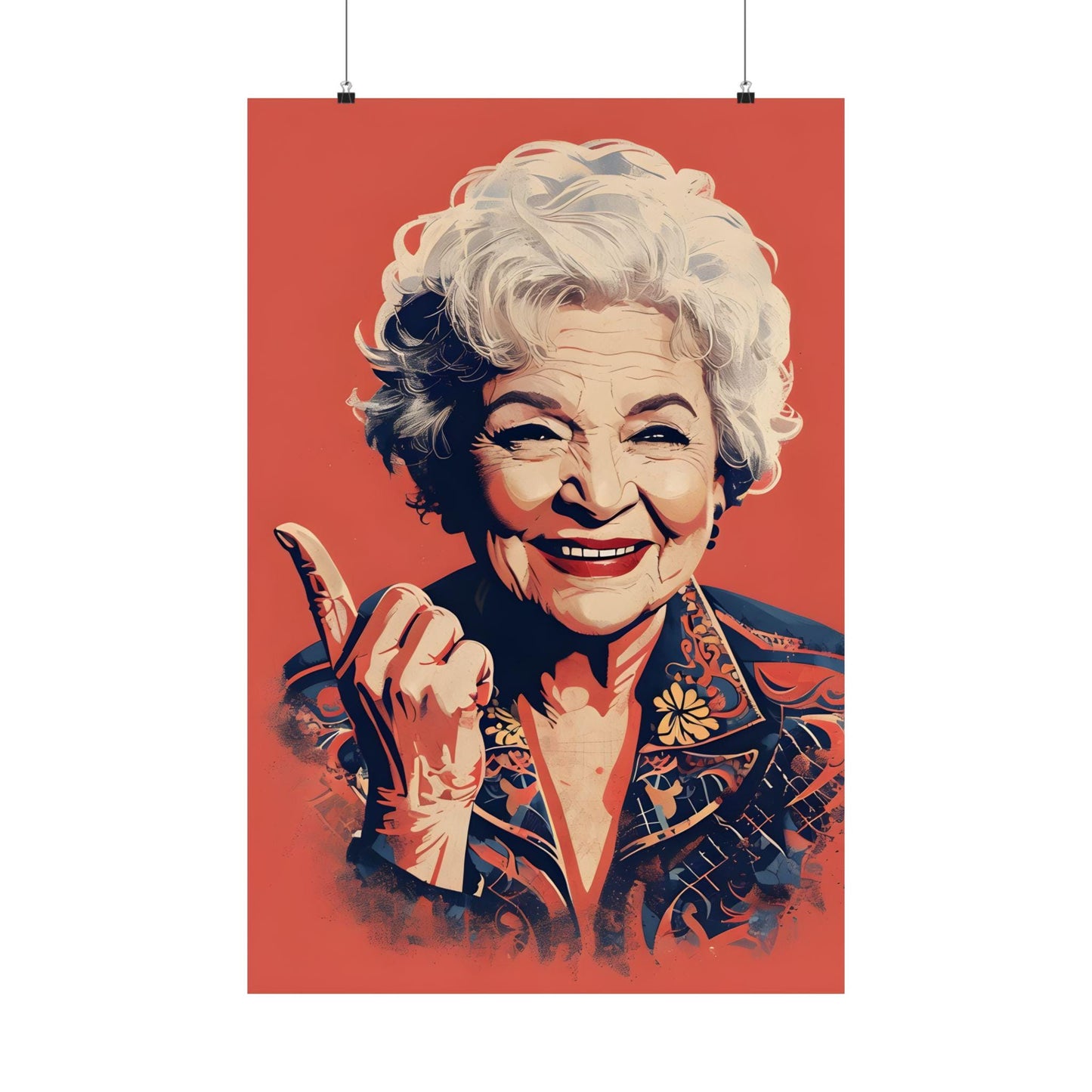 Betty White Digital Art Print - Premium Matte Vertical Poster - Modern Pop Art Wall Hanging for Apartment Decor
