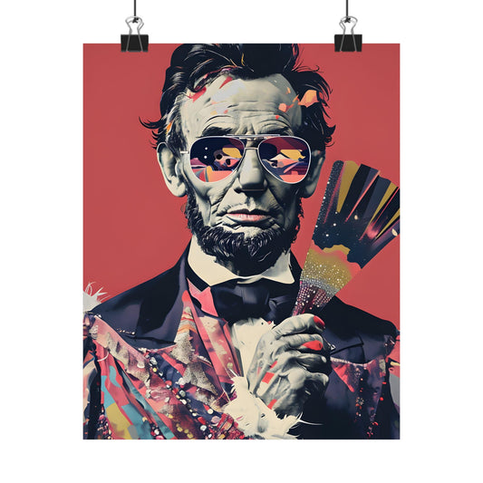 Abraham Lincoln Digital Art Print - Premium Matte Vertical Poster - Modern Pop Art Wall Hanging for Apartment Decor