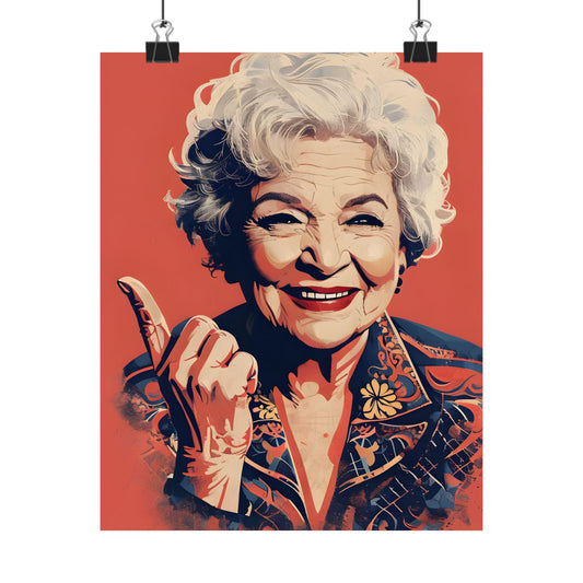 Betty White Digital Art Print - Premium Matte Vertical Poster - Modern Pop Art Wall Hanging for Apartment Decor