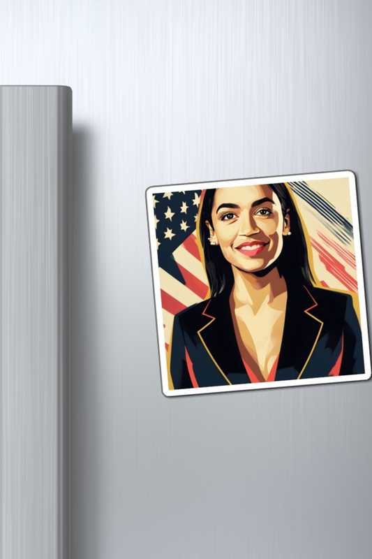 AOC Pop Art Magnet Patriotic Teacher Gift, Best Friend Gift, Fridge Magnet