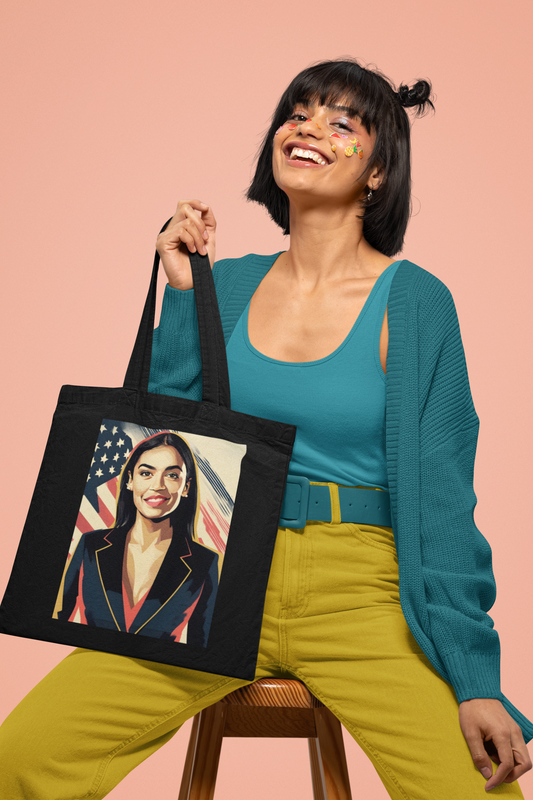 AOC Pop Art Shoulder Bag Feminist Modern Art Canvas Tote Perfect for Him, Her, Best Friend, Birthday, or LGBTQ Pride
