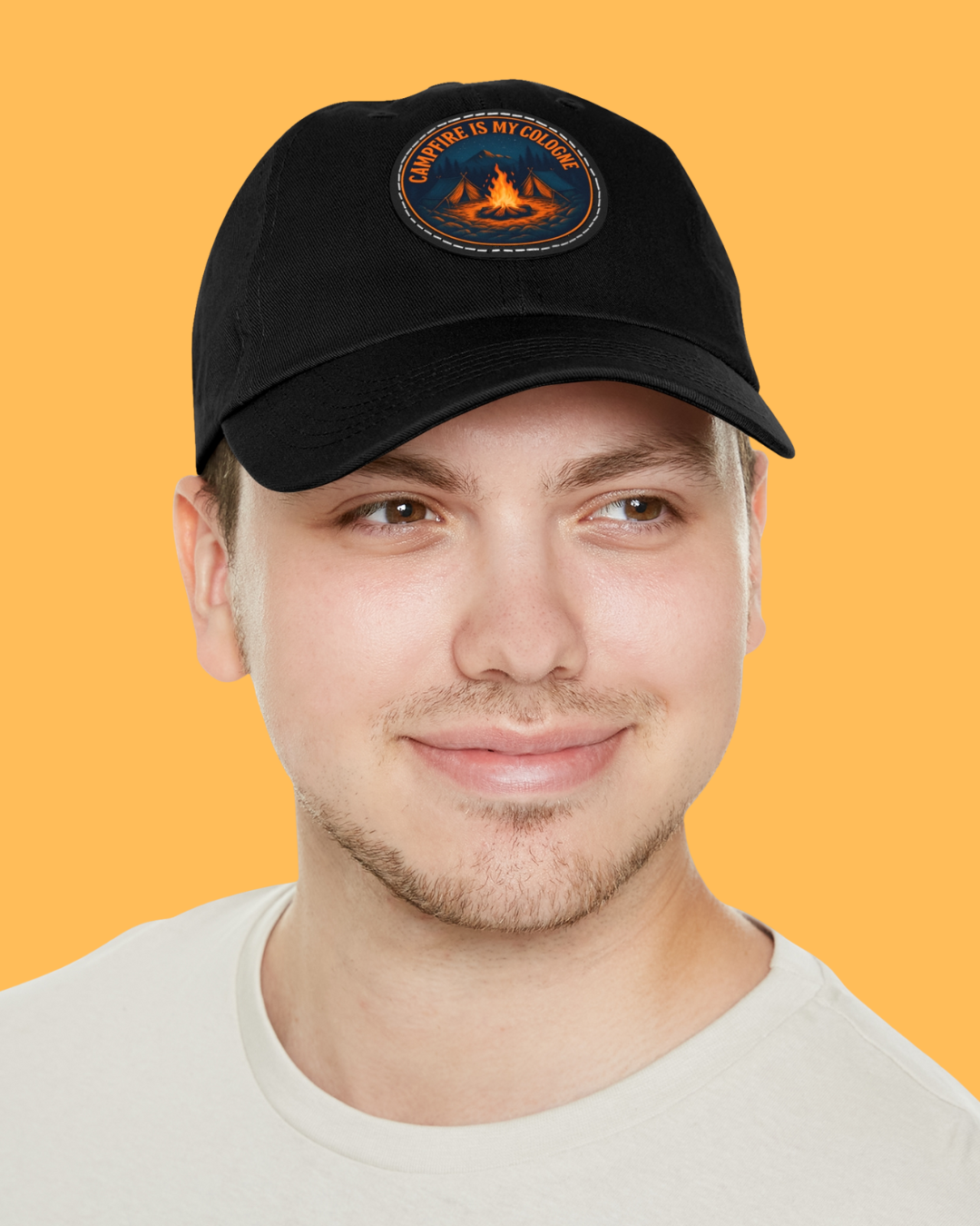 Campfire Dad Hat with Leather Patch, Outdoor Hat, Gift for Dads, Camping Accessories, Adventure Hat, Trendy Summer Cap