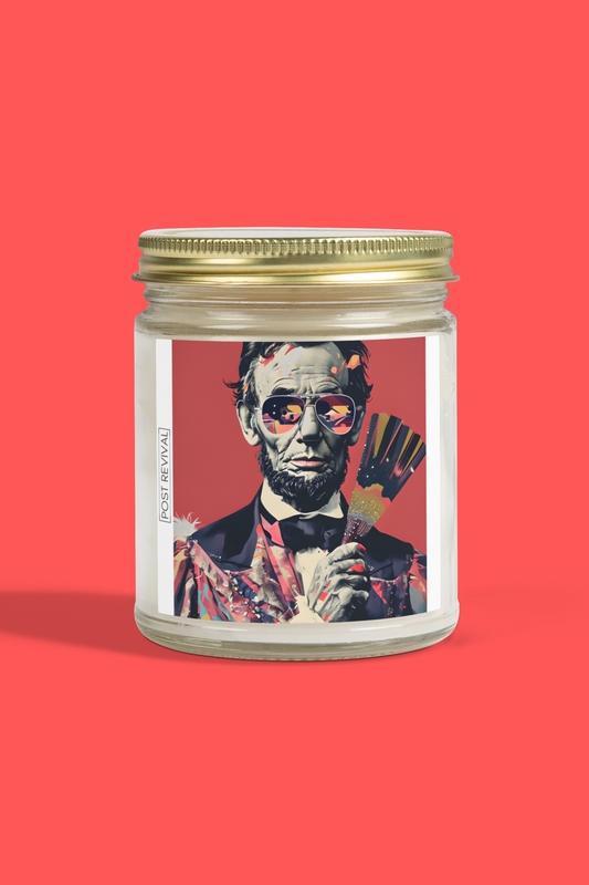 Abraham Lincoln Candle Pop Art Dopamine Decor | Unique Gift for Him or Her | Patriotic USA Birthday Gift | LGBTQ Friendly Thank You Gift
