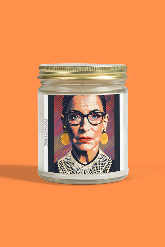 Ruth Bader Ginsburg Candle Pop Art Dopamine Decor | Unique Gift for Him & Her | Patriotic USA Birthday Gift | LGBTQ Friendly Thank You Gift