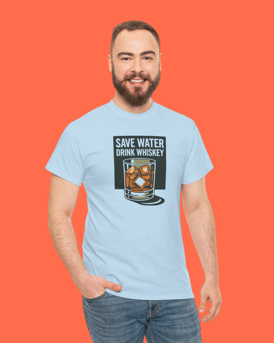 Whiskey Lover's Unisex Tee - Save Water Drink Whiskey, Funny Gift for Him, Bar Apparel, Party Shirt, Ideal for Birthdays, Housewarming