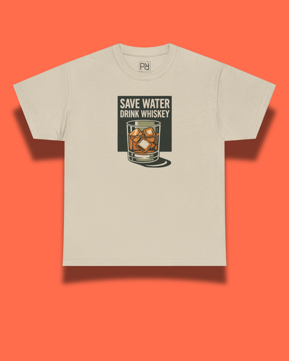 Whiskey Lover's Unisex Tee - Save Water Drink Whiskey, Funny Gift for Him, Bar Apparel, Party Shirt, Ideal for Birthdays, Housewarming