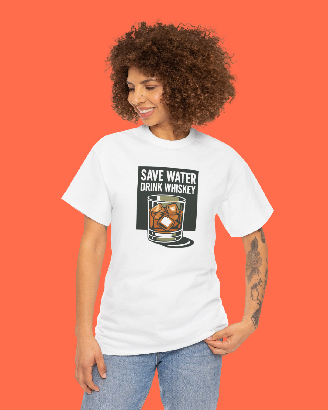 Whiskey Lover's Unisex Tee - Save Water Drink Whiskey, Funny Gift for Him, Bar Apparel, Party Shirt, Ideal for Birthdays, Housewarming