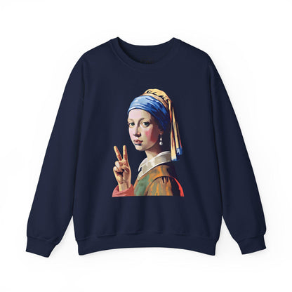 Girl with a Pearl Earring Digital Art Crewneck Sweatshirt | Modern Art Sweatshirt | Gifts For Him and Her | Best Friend Birthday Gift