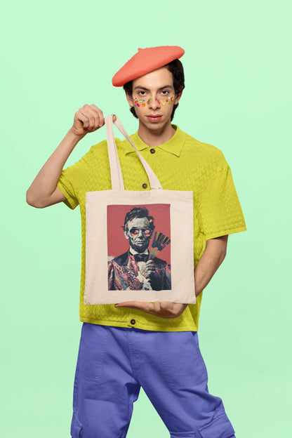 Abraham Lincoln Pop Art Shoulder Bag Patriotic Modern Art Canvas Tote Perfect for Him, Her, Best Friend, Birthday, or LGBTQ Pride
