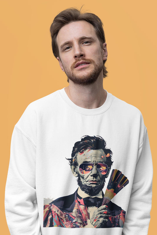 Abraham Lincoln Digital Art Crewneck Sweatshirt | Modern Art Sweatshirt | Gifts For Him and Her | Best Friend Birthday Gift