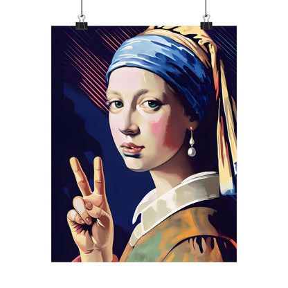 Girl with a Pearl Earring Digital Art Print Premium Matte Vertical Poster Modern Pop Art Wall Hanging