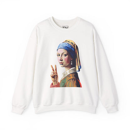 Girl with a Pearl Earring Digital Art Crewneck Sweatshirt | Modern Art Sweatshirt | Gifts For Him and Her | Best Friend Birthday Gift