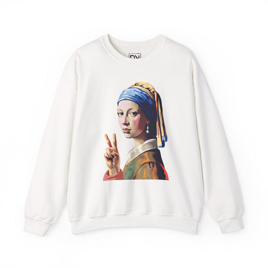 Girl with a Pearl Earring Digital Art Crewneck Sweatshirt | Modern Art Sweatshirt | Gifts For Him and Her | Best Friend Birthday Gift