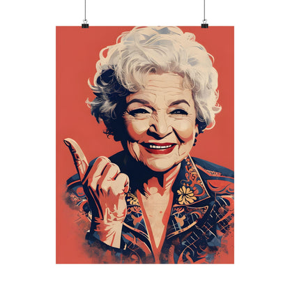 Betty White Digital Art Print - Premium Matte Vertical Poster - Modern Pop Art Wall Hanging for Apartment Decor