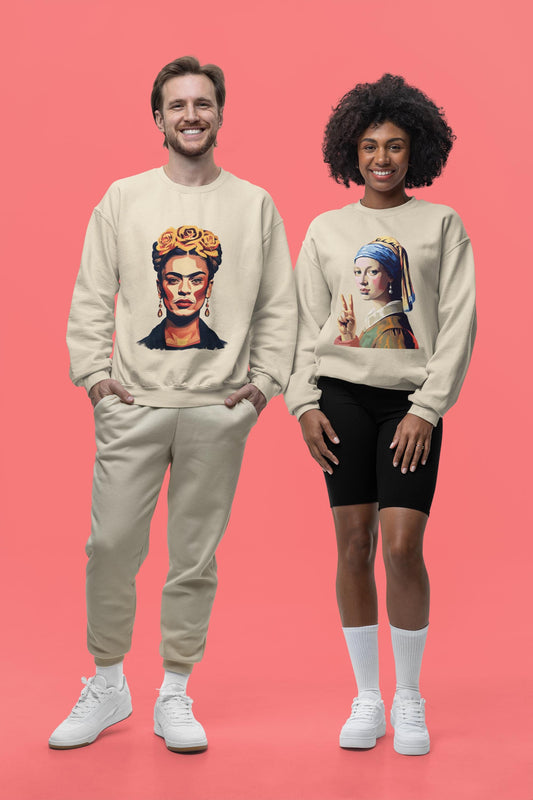 Girl with a Pearl Earring Digital Art Crewneck Sweatshirt | Modern Art Sweatshirt | Gifts For Him and Her | Best Friend Birthday Gift