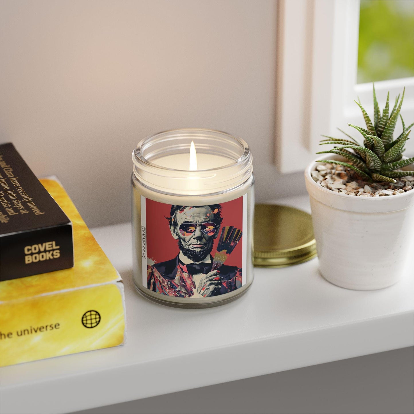 Abraham Lincoln Candle Pop Art Dopamine Decor | Unique Gift for Him or Her | Patriotic USA Birthday Gift | LGBTQ Friendly Thank You Gift
